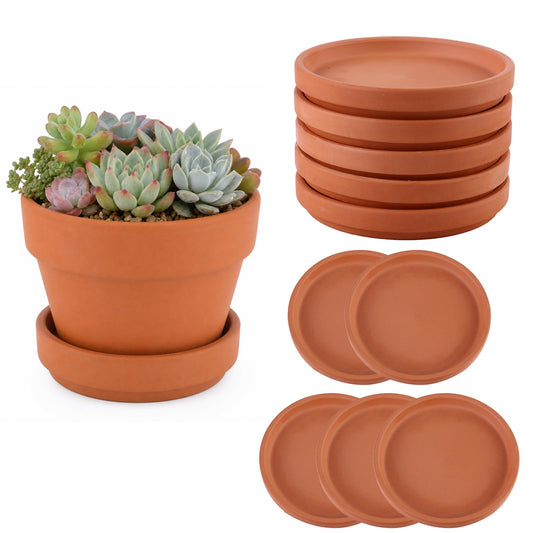 Healeved 10 Pcs Small Pottery Plant Saucers Without Drainage, 3in Terracotta Pot Saucer for Indoor Outdoor Planter Round Flower Pot Tray Holders for Gardening