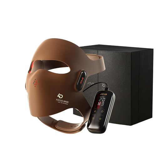 JOVS Red Light Therapy Mask for Face, LED Light Therapy Mask with 4D Laser & FPT Narrow-Beam Technology, 6× More Powerful than LED, 660/850/940/1064nm for Precision Anti-Wrinkle,Brown
