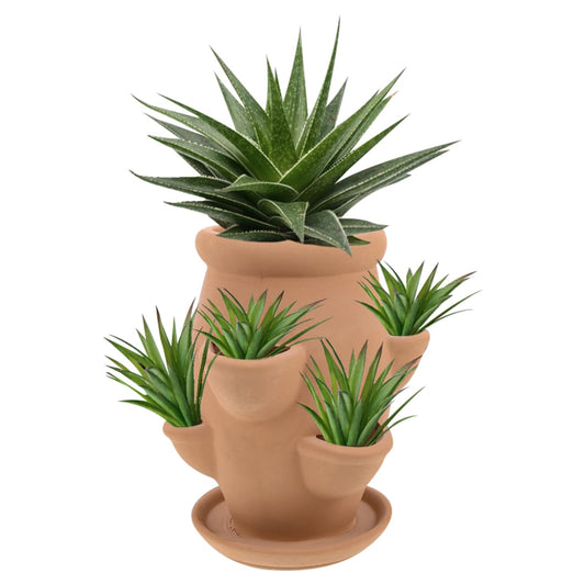 POPETPOP Strawberry Tower Planter : Multi Pocket Strawberry Terracotta Planter Pot Smart Plant Pot for Succulents Flowers, 7.47X5.89X5.89in