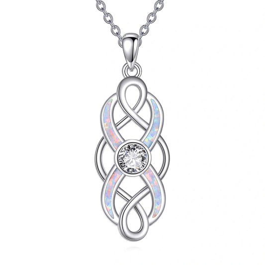 YFN Pearl Celtic Necklace S925 Sterling Silver for Women, Anniversary Irish Celtic Knot Jewelry Present for Women, Birthday Gifts (Celtic Knot Necklace)