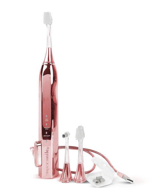 Supersmile Zina45™ Sonic Pulse Toothbrush – angled brush with polishing head for advanced cleaning – For Whiter Looking Teeth and Healthier Gums, Rose Gold