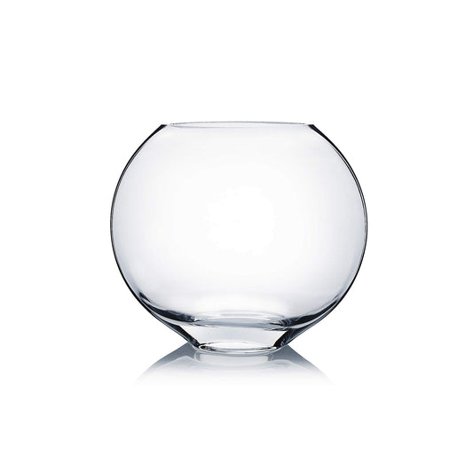 WGV Moon Vase, 6" x 2.5"W, 5.25" H, Clear Glass Floral Container with Oval Opening, Planter Terrarium, Wedding Event Home Decor, 1 Piece (VMV1006)