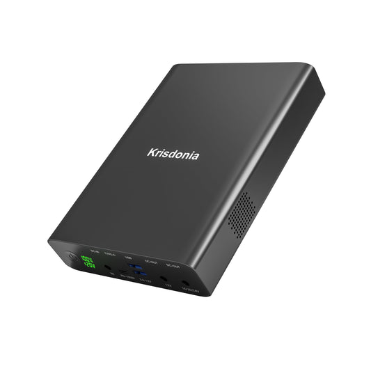 Krisdonia 100W USB-C PD Power Bank, 64000mAh Portable Charger Battery Pack [PD 3.0 USB-C 100W + DC 12/16/20/24V + Quick Charge QC 3.0 Dual Ports] for Laptop, Tablet, Smartphone, Projector and More