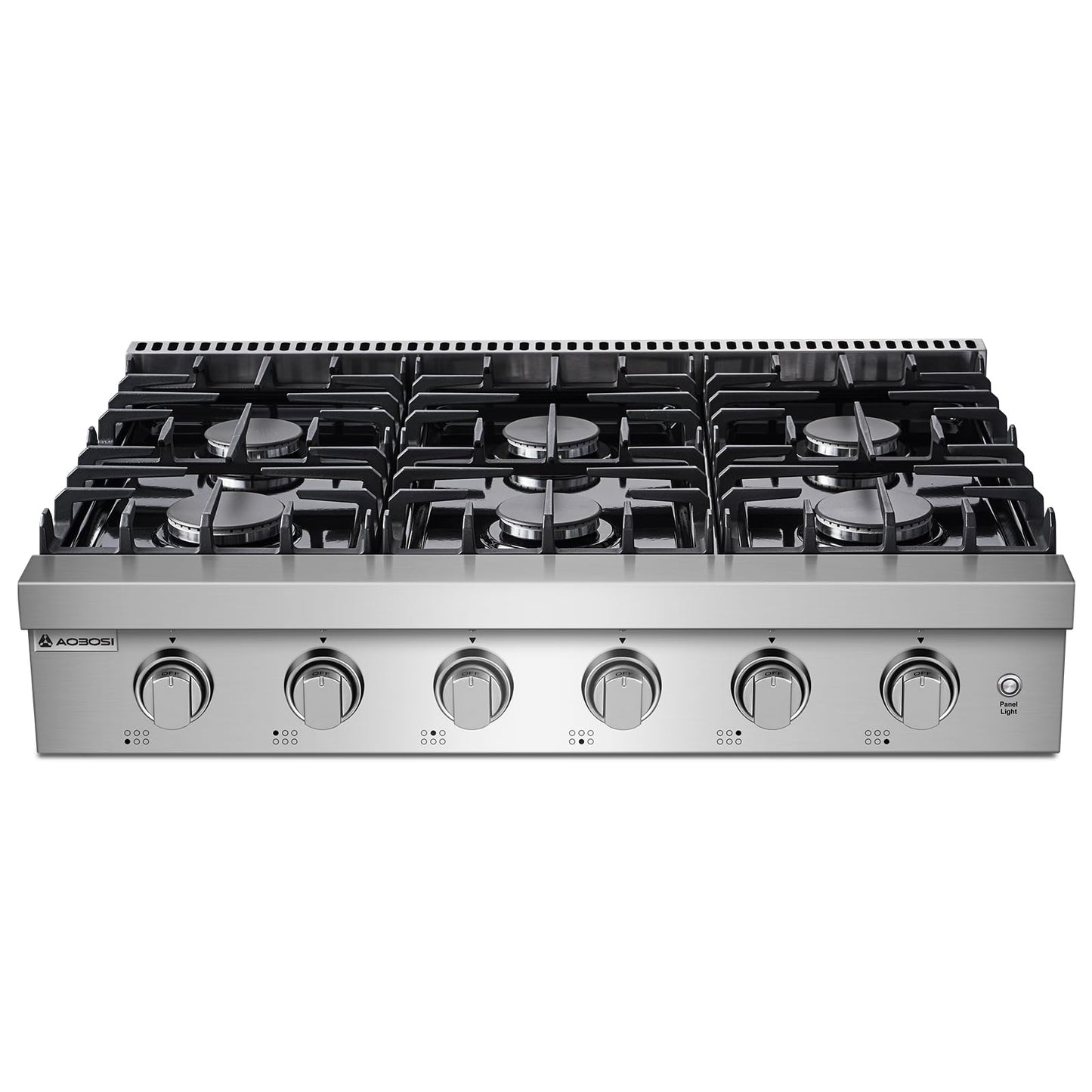 AAOBOSI 36 inch Gas Cooktop, Freestanding Range Commercial Cooktops, Built-in Propane Stoves Top NG/LPG Switch, Cast Iron Stove Top Covers for with 6 Gas Burners for Cooking, Grilling
