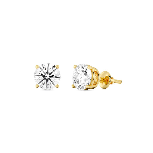 Gilded 2 Carat Total Weight IGI Certified Lab-Grown Diamond 10KT Yellow Gold Stud Earrings for Women| Hypoallergenic Fine Gold Jewelry | 4-Prong Basket, Screw Back Nut | VSI2-SI1 Clarity, F Color, Round Cut (Gold)