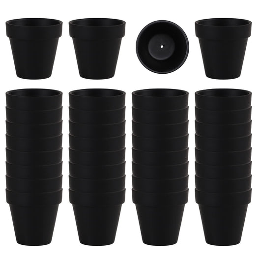 36 PCS Small Mini Black Clay Pots with Drainage Holes, 2.5inch Terra Cotta Pot Clay Ceramic Pottery Planter, Succulent Nursery Pot/Cactus Plant Pot, for Indoor/Outdoor Plants, Crafts, Wedding Favor