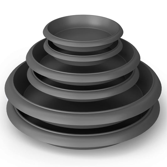 LOOPSEED Plant Saucer 6 Pack Drip Trays Planter Pot Base Heavy Duty Plastic Drainage Tray for Indoor Houseplants Outdoor Garden 5 inch 8 inch 11 inch 3 Sizes 2 Each Round (Brownish Black)