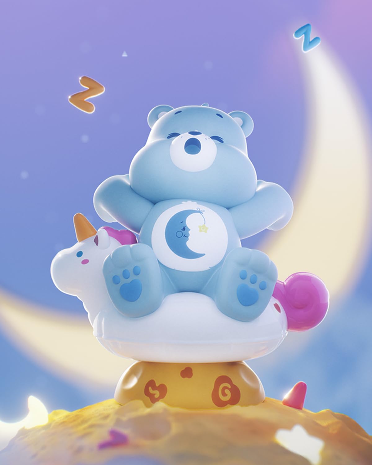 MINISO Care Bears Healing Planet Series Blind Box Soft Vinyl Toy Cute Mystery Animal Figurines, Collectible Surprise Gift Figure Model Random Design for Home Decor Birthday Gifts, Single Box