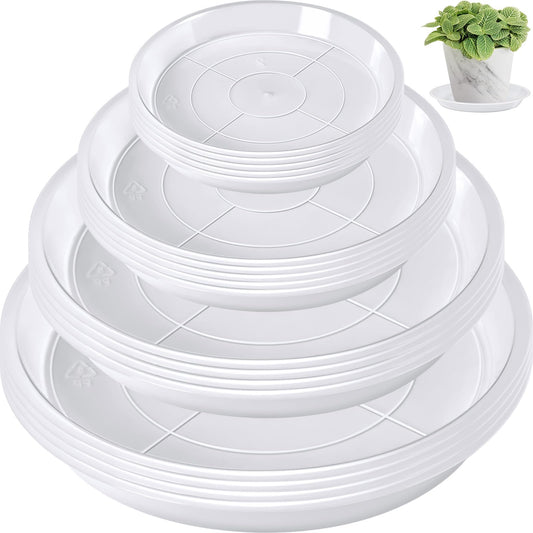 Augshy 18 Pack Plant Suacer 4/6/8/10 Inch Plant Drip Trays for Pots Clear Plant Pot Trays Water-Repellent Plant Saucers for Gardens Balconies and Indoors