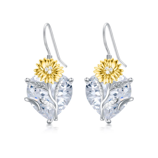 TOUPOP Diamond April Birthstone Earrings 925 Sterling Silver April Birth Flower Daisy Earrings Jewelry Birthday Mothers Day Gifts for Women Mom Her