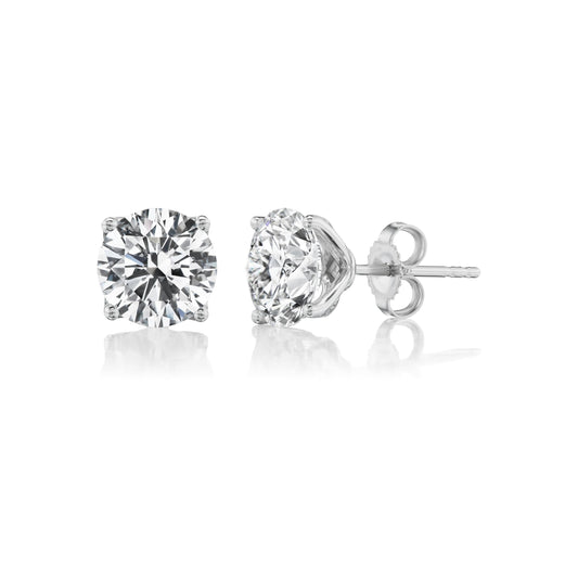1/2 Carat Brilliant Cut Lab Grown Diamond Round Stud Earrings for Women in 14k White Gold (G-H Color, VS1-VS2 Clarity, cttw) 4-Prong Classic Push Back Studs by Carbon Atelier