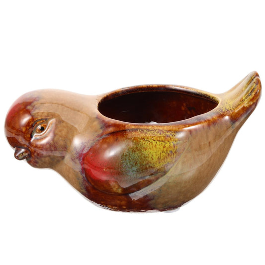 Holibanna Ceramic Succulent Pots Bird Design Small Planter for Indoor Balcony Garden Decorative Flower Pot with Glazed Finish