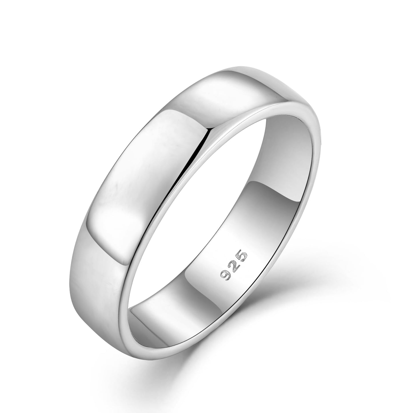 STARCHENIE Solid 925 Sterling Silver 5mm Wedding Band Ring, Comfort Fit High Polish, for Men and Women (Size 11)