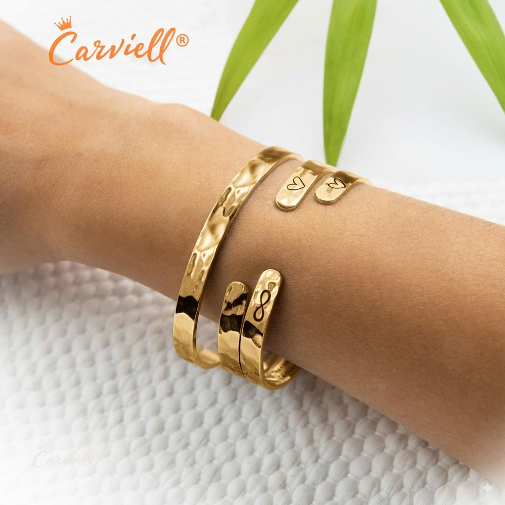 Carviell Daughter Bracelet from Mom or Dad, ..My Daughter Forever, Birthday Christmas Graduation Gift for Daughter from Parent, Stainless Steel Engraved Cuff Jewelry