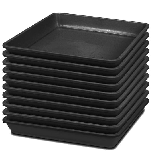 LNQ LUNIQI 10 Pcs 6 Inch Square Plastic Plant Saucer Flower Pot Bottom Seat Flower Pot Tray Thick Plastic Drip Tray for Garden Potted Water Drips and Soil （Black）