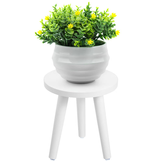 Cabilock Indoor Plant Stand, Wood Plant Table Stand, Boho Sturdy and Stable Flower Pot Holder, Single Bonsai Stool Holder Tall, Corner Modern Decor (White)