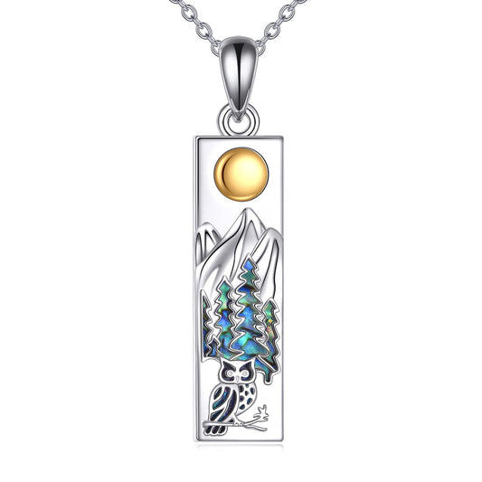 YFN Mountain Owl Necklace for Women Sterling Silver Nature Jewelry Gift for Skiers, Hikers, Campers, Climbers and Nature Lovers