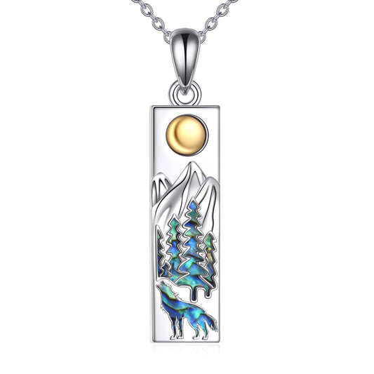 YFN Wolf Mountain Necklace for Women Sterling Silver Nature Necklace Jewelry Gift for Skiers, Hikers, Campers, Climbers and Nature Lovers