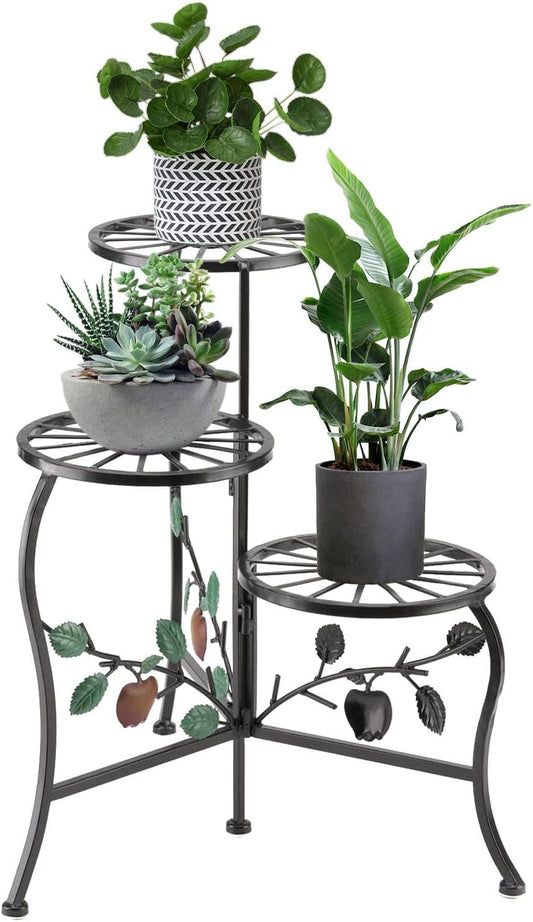N.B.Y. 3 Tier Metal Plant Stand Indoor Outdoor Fold Waterproof Flower Plant Fit For Garden Balcony Patio Living Room Balcony Office Yard
