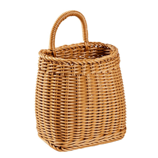 Woven Seagrass Storage Basket - Wall Mounted Planters with Rattan Flower Pot - Hanging Wicker Basket