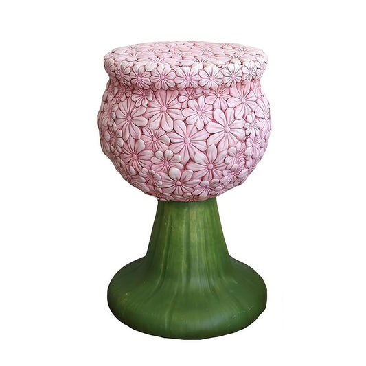 Tpbanrnge Decorative Flower Pedestal Plant Stand, Outdoor Garden Plant Rack, Accent Stool Chair for Patio, Balcony, Yard or Entryway(Pink)