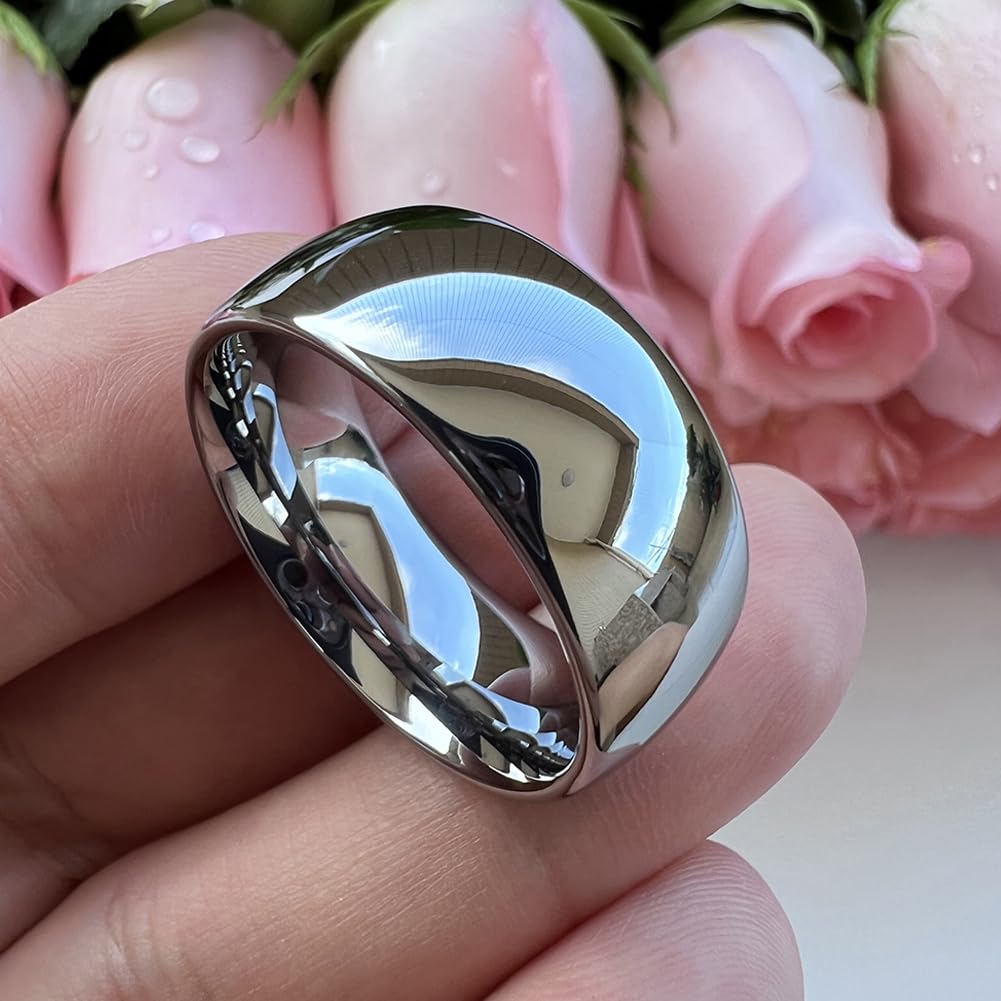 TUTISS 10mm Tungsten Rings for Men Women Engagement Wedding Bands Domed Polished Comfort Fit Size 13
