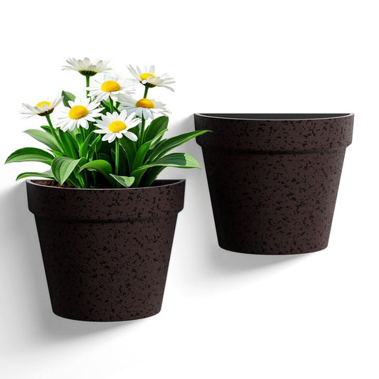 Asnext 2 Pack Plastic Wall Planter for Indoor Plants, 7.5 Inch Hanging Wall Planter Pots, Wall Mounted Succulent Planters (Iron)
