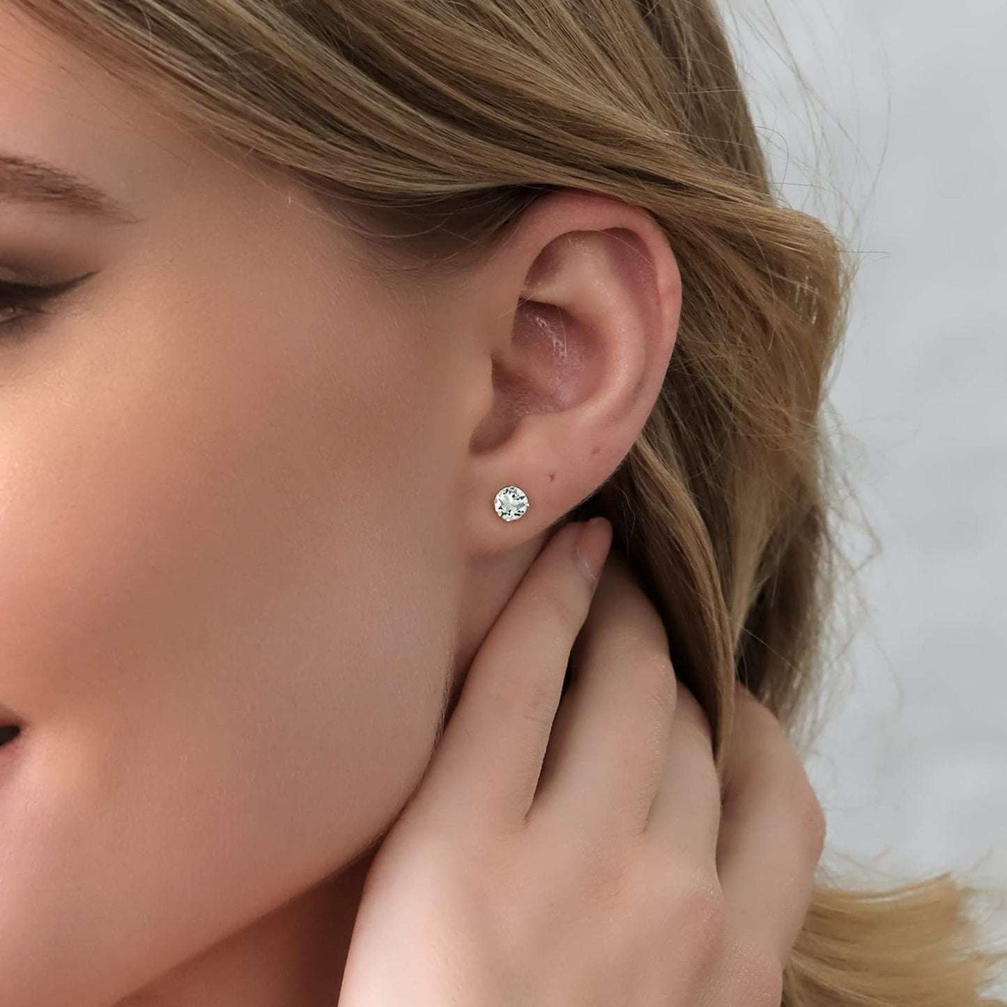 Gem Stone King 2-4 Cttw Round Gemstone Birthstone Stud Earrings For Women Men | 925 Sterling Silver | Round 7MM | Fine Jewelry Gifts for Women Her Mom Wife Men | Prasiolite