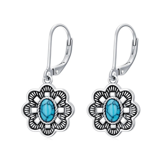 YYmqmq Turquoise Filigree Earrings for Women 925 Sterling Silver Western Jewelry Turquoise Dangle Earrings Laverback Country Jewelry Cowgirl Gifts for Women Girlfriend