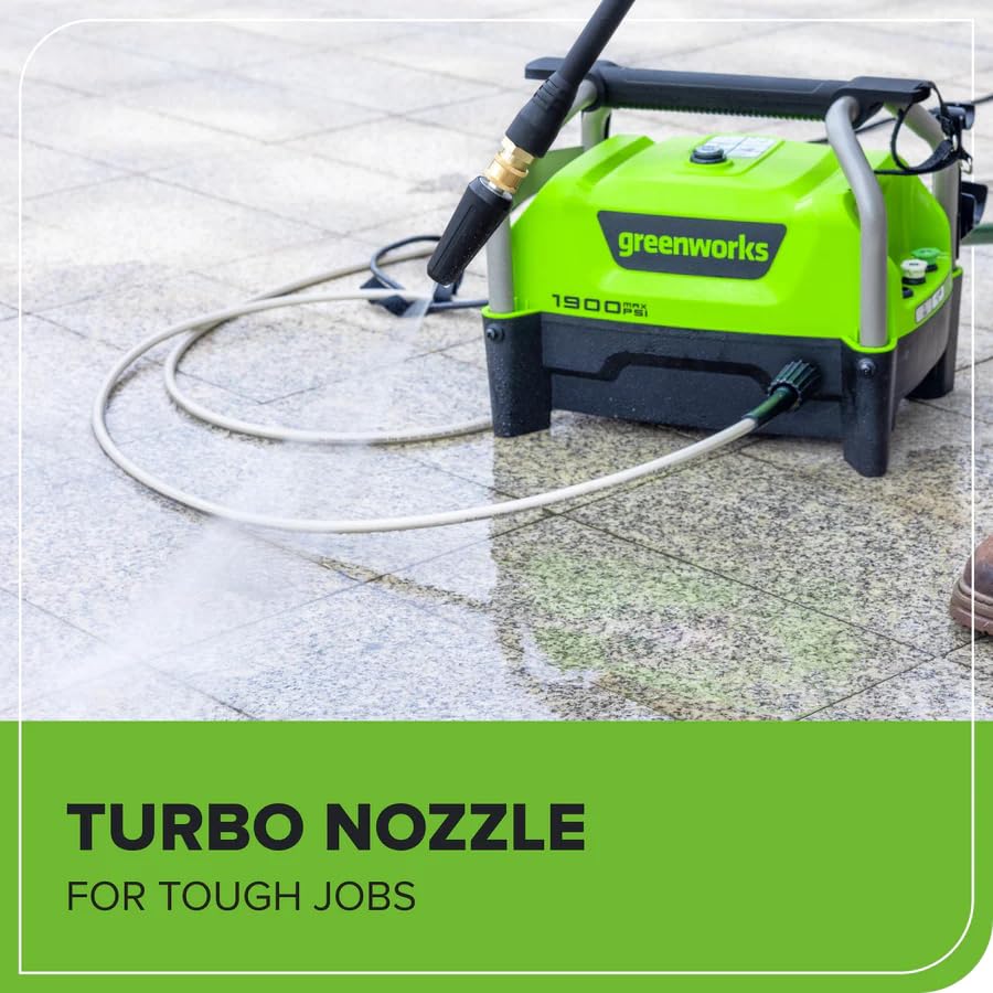 Greenworks 1900 PSI (SGS Certified) 1.2 GPM 13Amp Portable Compact Electric Pressure Washer, Power Washer for Cars, Driveways, Patios, Patio Furniture & Around Pools