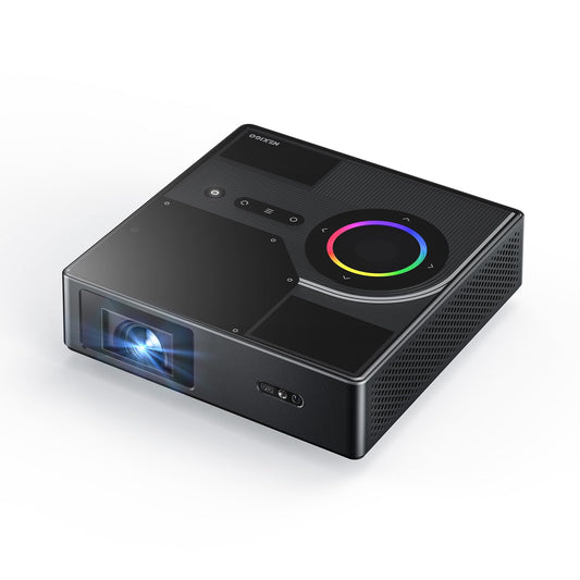 NexiGo Nova Mini, Portable Laser Projector, Google TV w/Netflix, 1080p FHD, 1200 Lumens, 15000:1 Contrast w/SAE, 3D, Auto Setup, 150" Display, 8W Dolby Audio, Portable for Home & Outdoor
