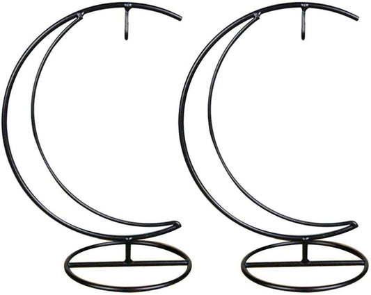 WAJJ Ornament Display Stand, 2 Pack Iron Hanging Stand Rack Holder for Hanging Glass Globe Air Plant Terrarium, Witch Ball and Home Wedding Decoration (Moon)