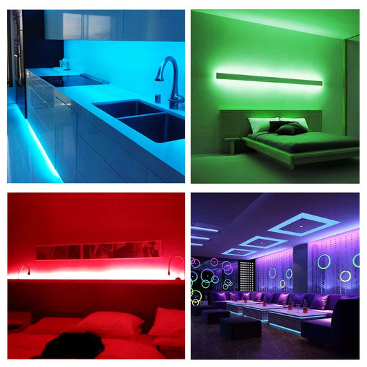 DAYBETTER LED Strip Lights 100ft RGB Lights Strip for Bedroom, Desk, Indoor Room Living Room Brithday Gifts Home Decor with Remote, 24V Power Supply