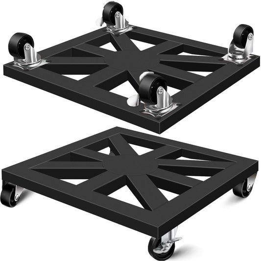 LLAXERGU Plant Caddy with Wheels, 12'' 2 Pack Metal Rolling Plant Stand Square Plant Dolly with Iron Lockable Casters Heavy Duty Pot Mover Rollers, Holds up 400 Lbs Planter