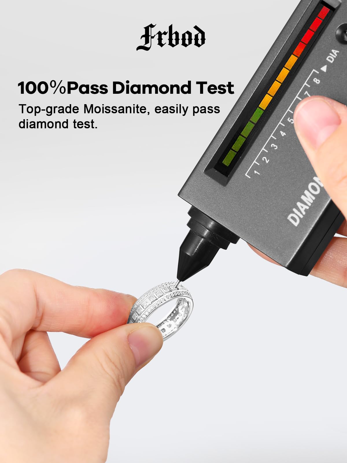 Frbod Women's Moissanite Rings Sparkling Bezel Set Diamond Ring Sterling Silver Row Engagement Band Size 6