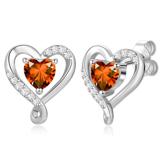 Zifeel Earrings for Women, 925 Sterling Silver Birthstone Heart Studs Earring for Girlfriend Wife, Anniversary Birthday Christmas Valentines Mother’s Day Gifts Jewelry for Women Wife Her Mom