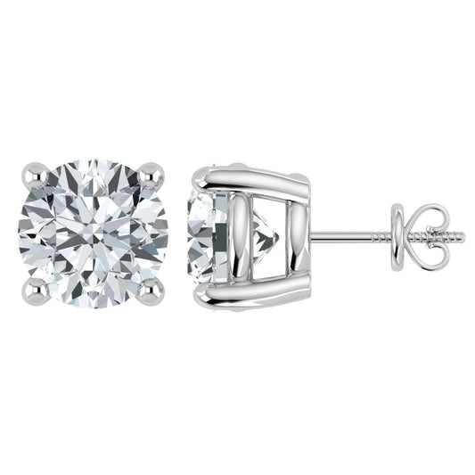 Shop QSE 1.00 Carat IGI Certified Lab Grown Round Cut Diamond Studs Earrings 14k White Gold 4 Prong Screwback Jewelry Gift Box Packaging (E-F Color, VS1-VS2 Clarity)