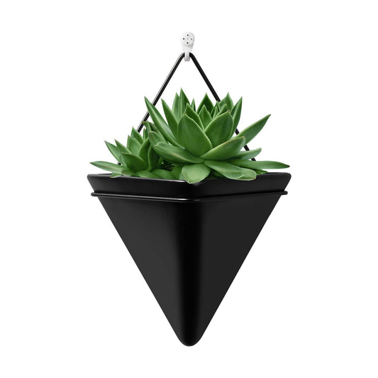 TIGKHAE Ceramic Wall Planter Indoor Hanging Planter Wall Decor Vase Geometric Succulent Planters Air Plant Pots Container for Cactus Home Office Decor 11.8 Inch