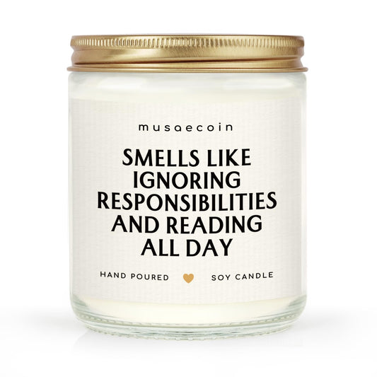 musaecoin Book Lovers Gifts, Funny Gifts for Book Lovers, Birthday Bookish Presents for Readers Librarian Bookworm - Handmade Lavender Candle 7oz