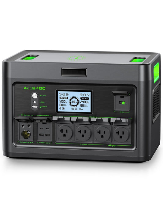 Portable Power Station 2400W Solar Generator, 1843.2Wh UPS Home Battery Backup, LiFePO4 Battery Supply with 12 Outlets(2400W AC Outlets,4800W Peak), USB-C PD100W, 2Hrs Quick Charge, RV Camping