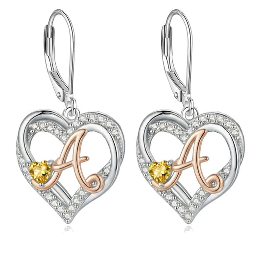 ZPMMPZ Initial Birthstone Earrings Intial Letter Dangle Drop Earrings Birthstone Jewelry Gifts for Women A & December
