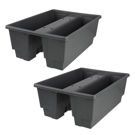 Railing Planter Box 2-Pack - 20.75-Inch Flower Boxes with Removable Drainage Inserts - 6-Gallon Outdoor Planters for Porch, Deck, or Balcony Decor, Fits Rail 3” - 4” by Pure Garden (Gray)