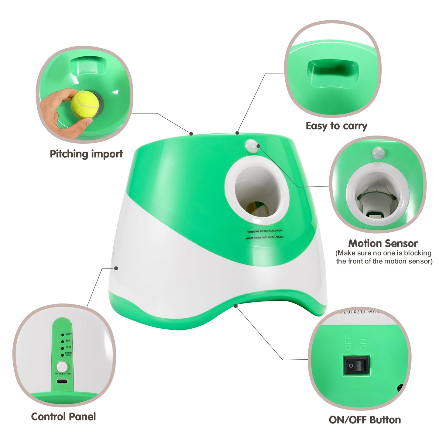 Automatic Dog Ball Thrower with 3 Interactive Tennis Balls, Electric Pet Dog Ball Launcher Interactive Dog Toy,Adjustable Distance Settings for Indoor and Outdoor Play