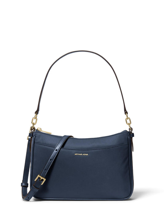 Michael Kors Jet Set Medium Top Zip Pochette Crossbody Bag, Gold-Tone Hardware/Milano Nylon/Navy