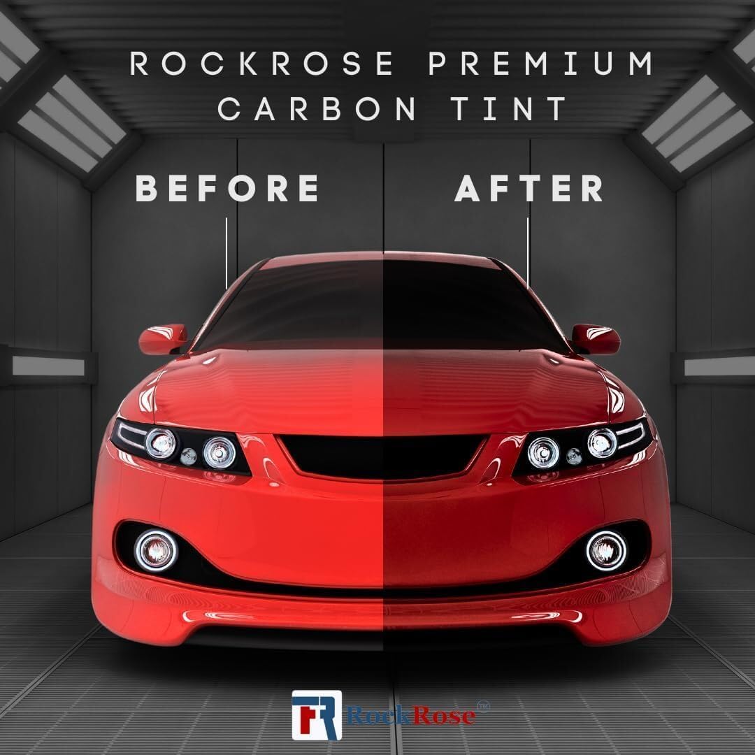RockRose 5% Premium Carbon Car Window Tint Film 40 in x 100FT 2PLY Charcoal Privacy Film UV, Heat Blocking Tint for Car or Home Adhesive Film Easy Shrink, Plotter Friendly Pro Grade