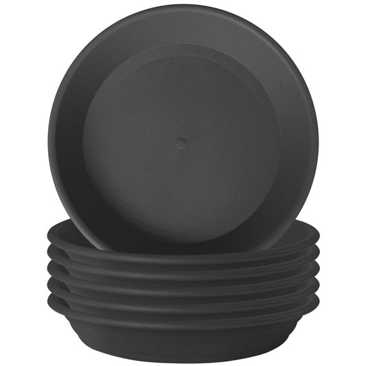GREGICH 6 Pack 10.9 inch (9" at Base) Plastic Plant Saucer Trays, Planter Saucers Plant Trays for Indoors, Heavy Thick Durable Flower Pot Saucers for Plant Pot Saucer Outdoors