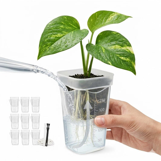 TNDCKP Mini Self Watering Pots 2.5” (10 Pack), Clear Double-Layer Planters with Anti-Root Rot Design, Continuous Watering System, Includes Cleaning Brush for Indoor Plants, Office & Travel
