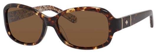 kate spade new york Women's Cheyenne Rectangular Sunglasses, Havana & Brown Polarized, 55 mm