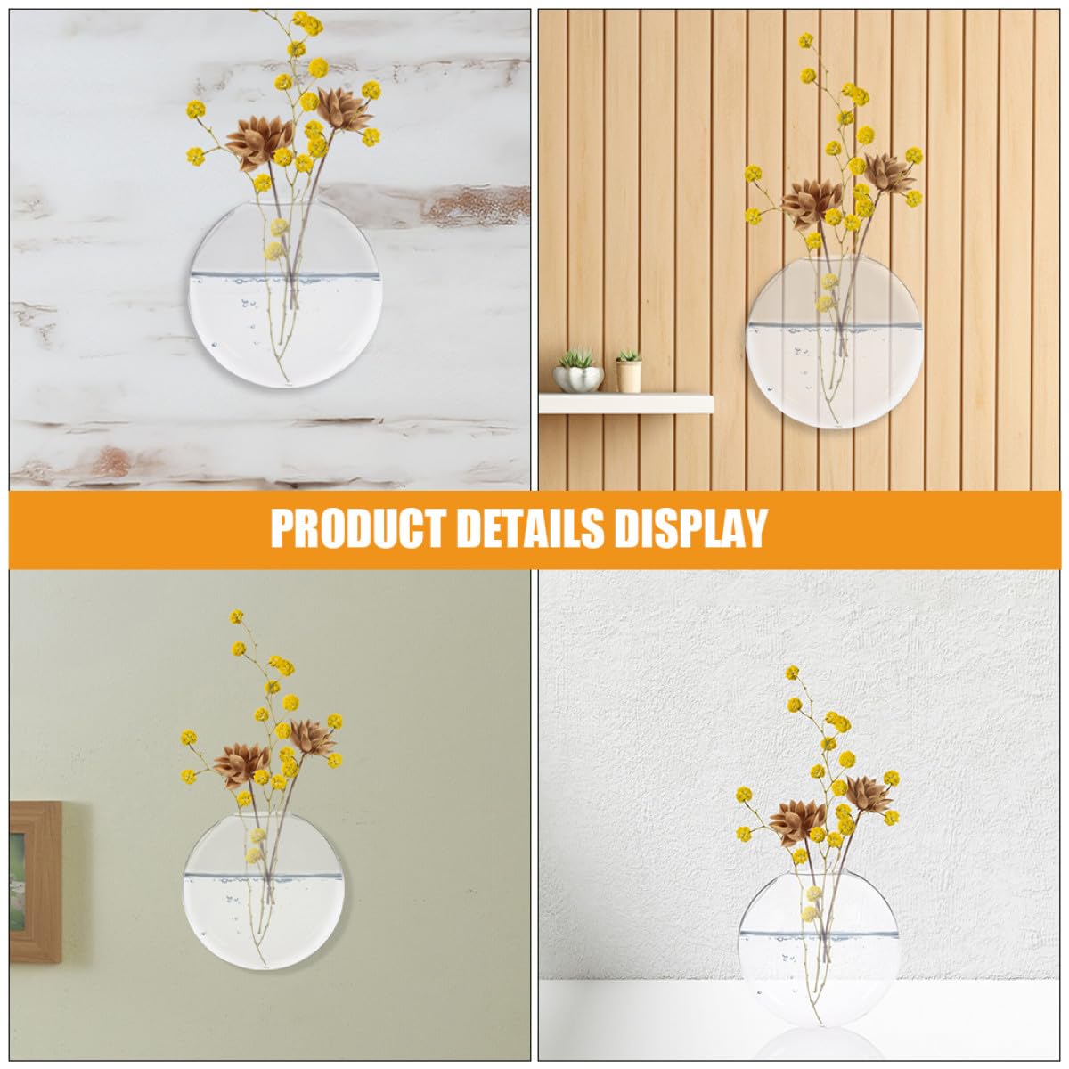 BESPORTBLE 2pcs Wall Hanging Glass Terrarium Vase for Hydroponic Plants, Flat Glass Propagation Bowl, Indoor Plant Holder for Home and Office Décor
