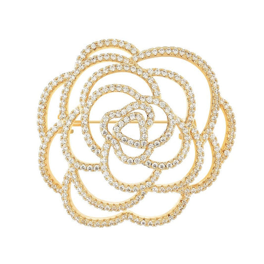 EMEGCY Gold Camellia Brooch for Women Girls Camellia Flower Brooches Pins Flower Brooch 18K Gold-plated Floral Lapel Pin Camellia Jewelry Gifts for Wife Mom